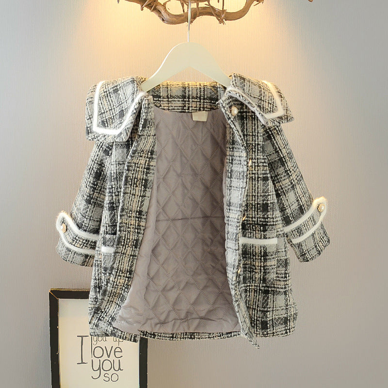 Girls Woolen Coat Woolen Coat Mid-length Thickening Jackets