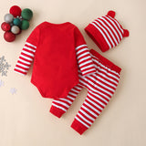 Autumn Baby Christmas Long Sleeve Striped Casual 3 Pcs Suit