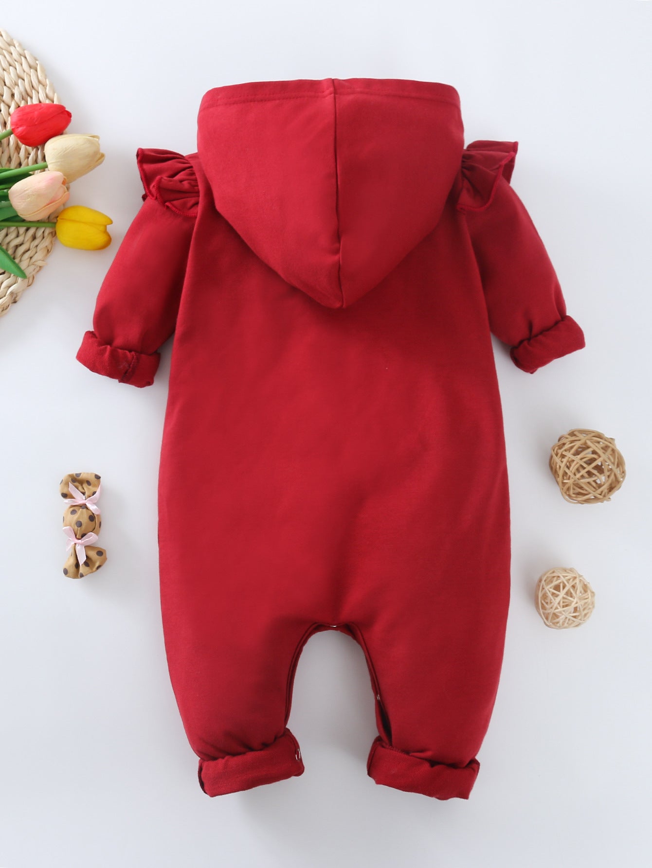Baby Boy Girl Jumpsuits Red Long Sleeve One-piece Harley Rompers