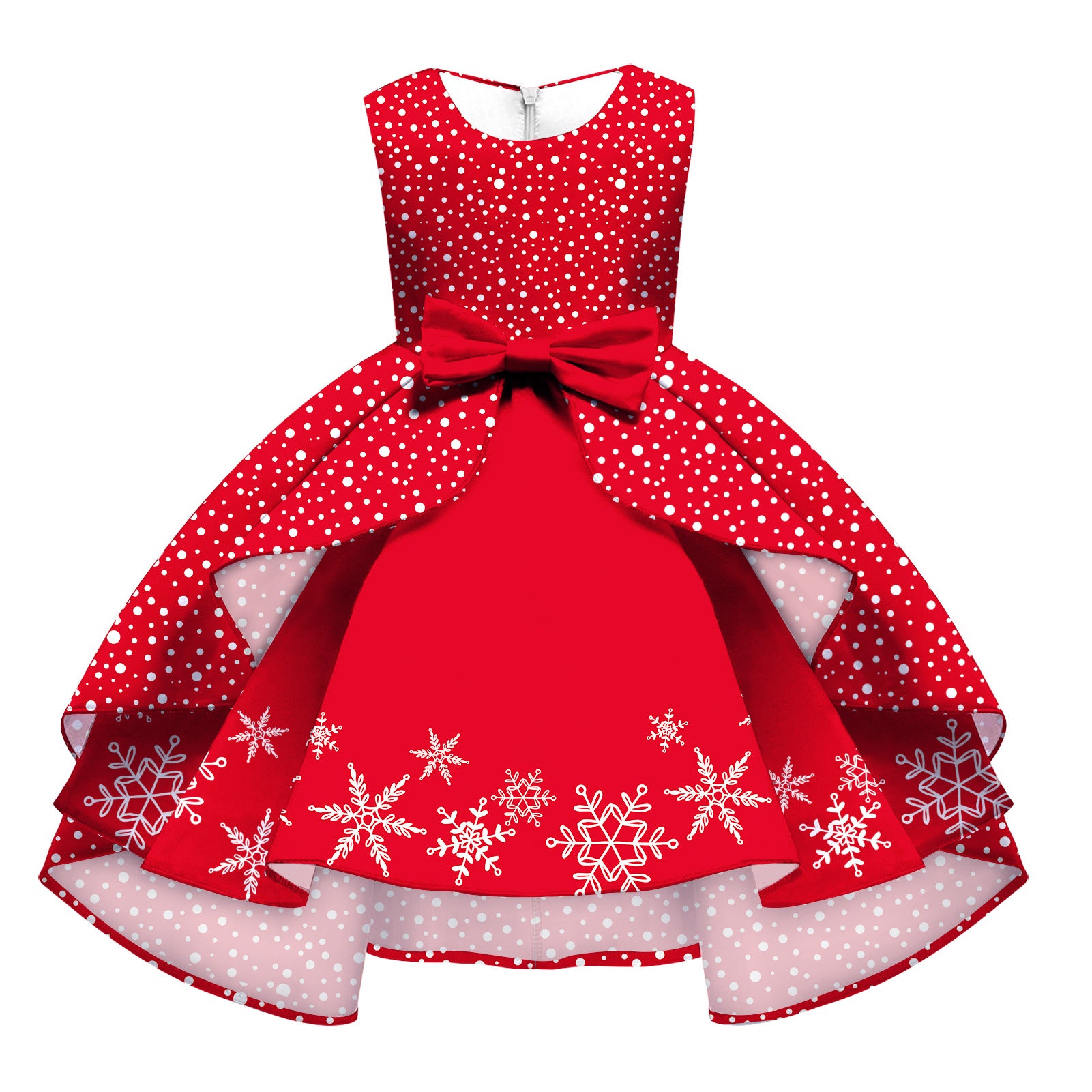 Kids Girl Snowflake Digital Printing Christmas Lovely Sleeveless Princess Dresses