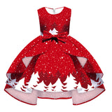 Kids Girl Snowflake Digital Printing Christmas Lovely Sleeveless Princess Dresses