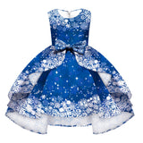 Kids Girl Snowflake Digital Printing Christmas Lovely Sleeveless Princess Dresses