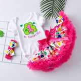 Baby Easter Girl Cartoon Embroidered Egg Short Sleeve Harley Set 2 Pcs