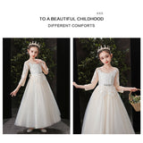 Elegant Pink Tulle Flower Kid Girl Wedding Princess Long Prom Dress