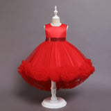 Kids Girl Princess Mesh Flower Fluffy Sleeveless Flower Dresses