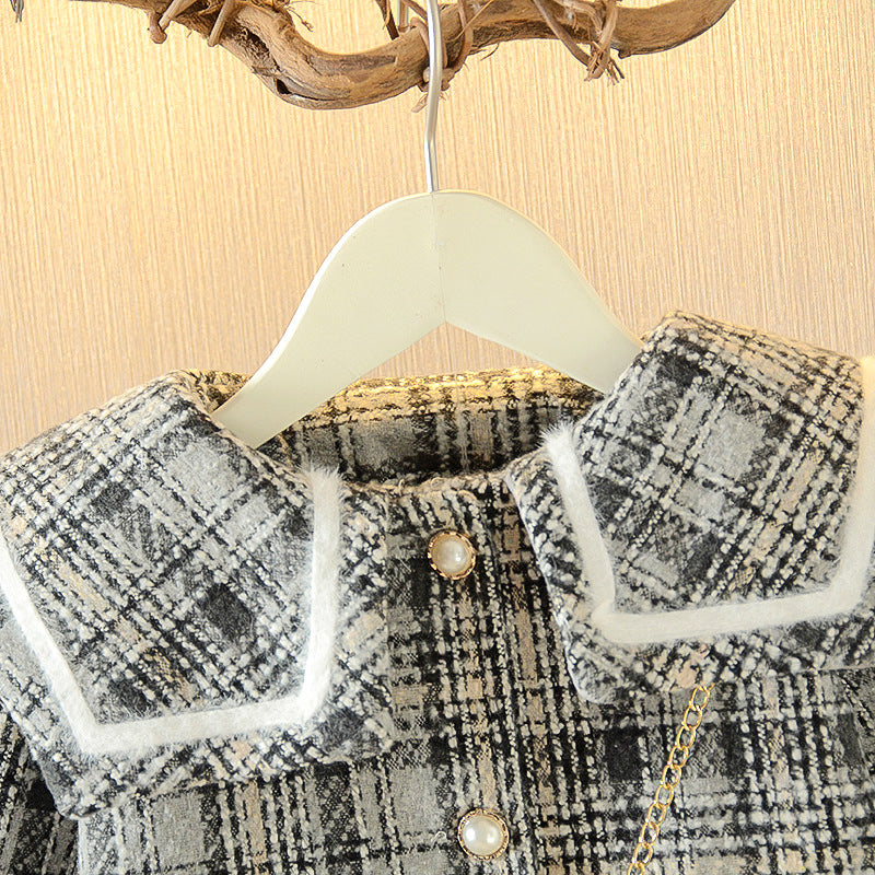Girls Woolen Coat Woolen Coat Mid-length Thickening Jackets