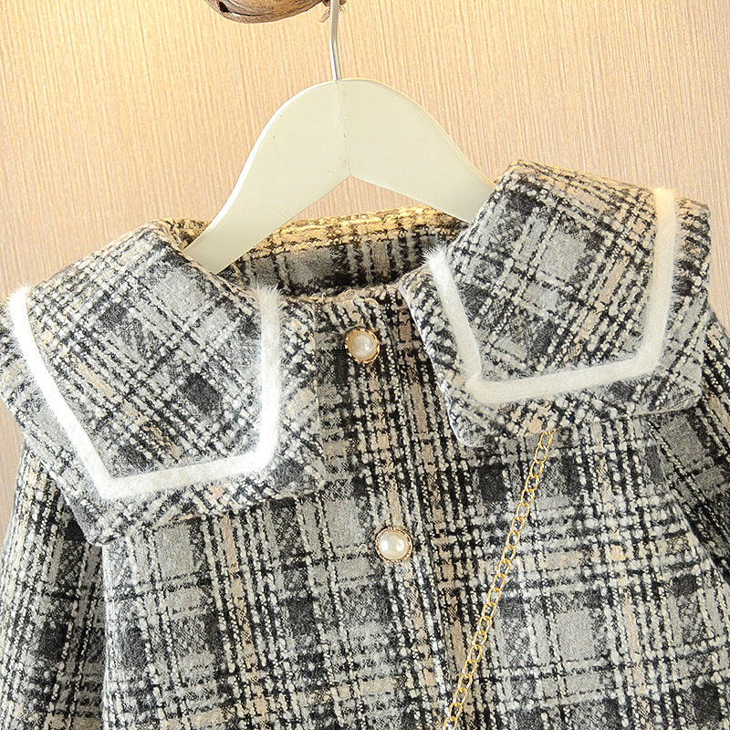 Girls Woolen Coat Woolen Coat Mid-length Thickening Jackets