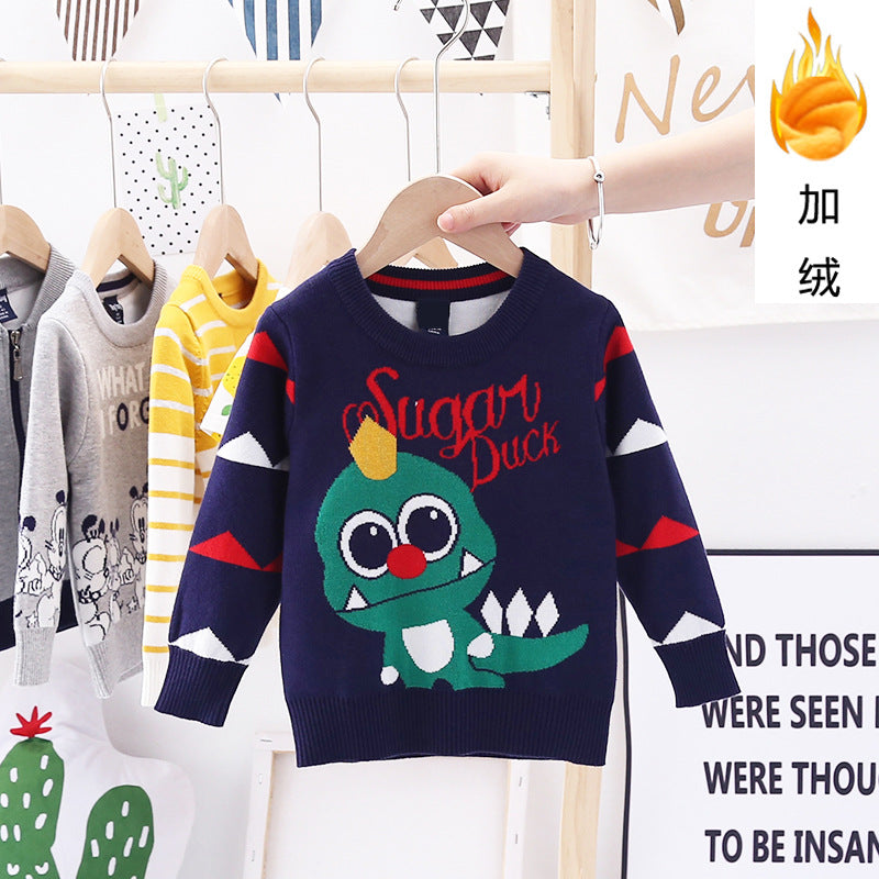 Toddler Kid Boy Dinosaur Winter Warm Dinosaur Knitted Sweater