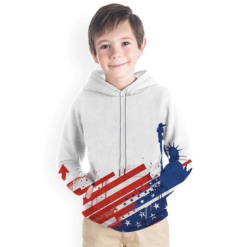 Kid Boy Girl 3D US Flag Print Fashion Hoodie