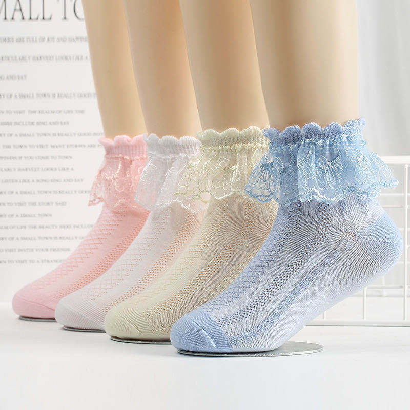 Newborn Baby Girl Lace Bow Princess Breathable Ruffled Socks