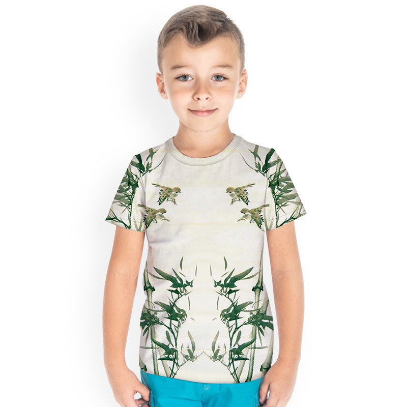 Kid Boy 3D Digital Printed Short Sleeve 3D Versatile Creative Bird T-shirts