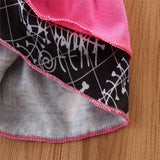 Kid Baby Girl Outfit Lace Sleeve Alphabet Halloween 2 Pcs Sets