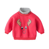 Girl Boys Turtleneck Winter Warm Christmas Velvet Padded Sweater