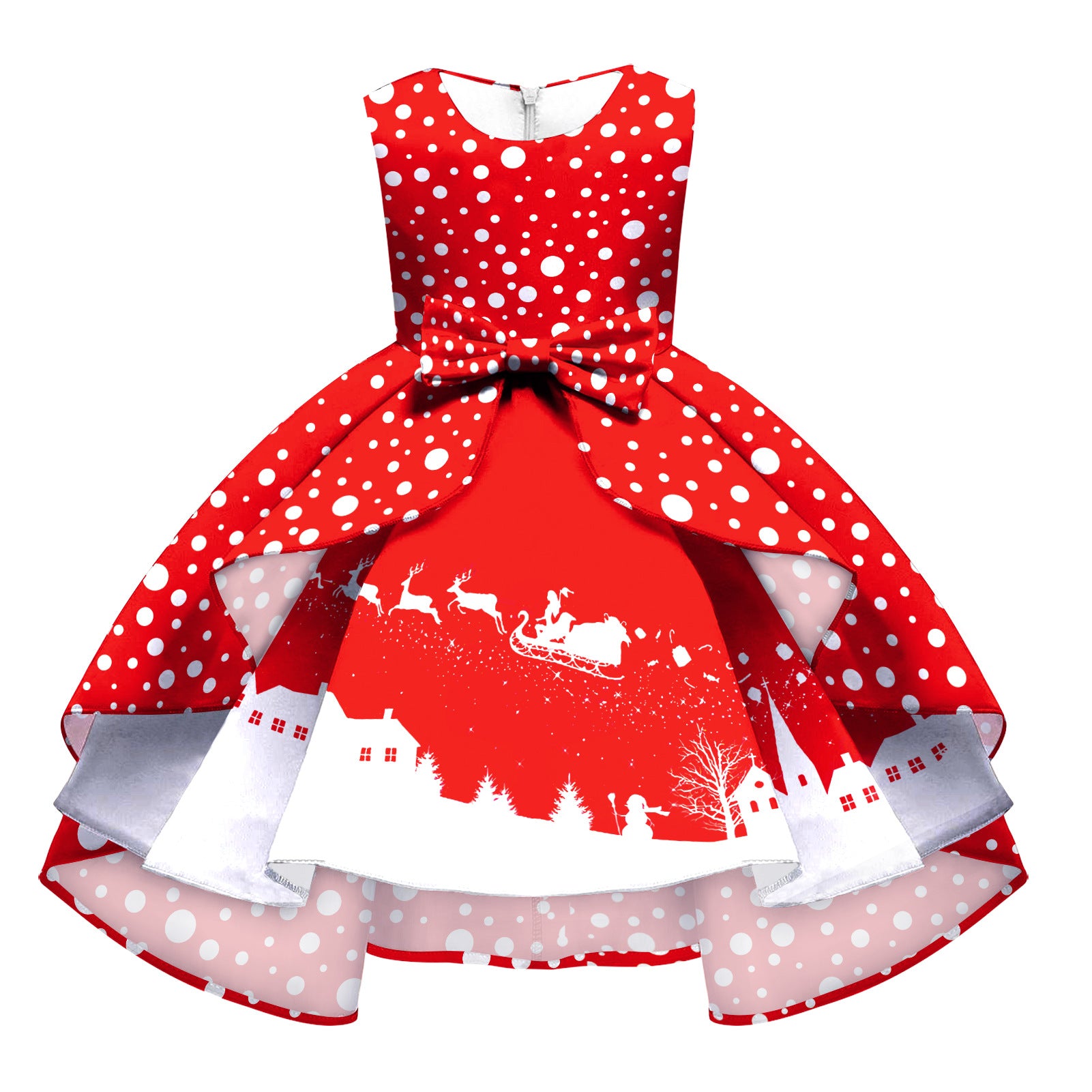 Kids Girl Snowflake Digital Printing Christmas Lovely Sleeveless Princess Dresses