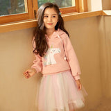 Girls Autumn Fashion Suit Rainbow Unicorn Mesh 2 Pcs Set