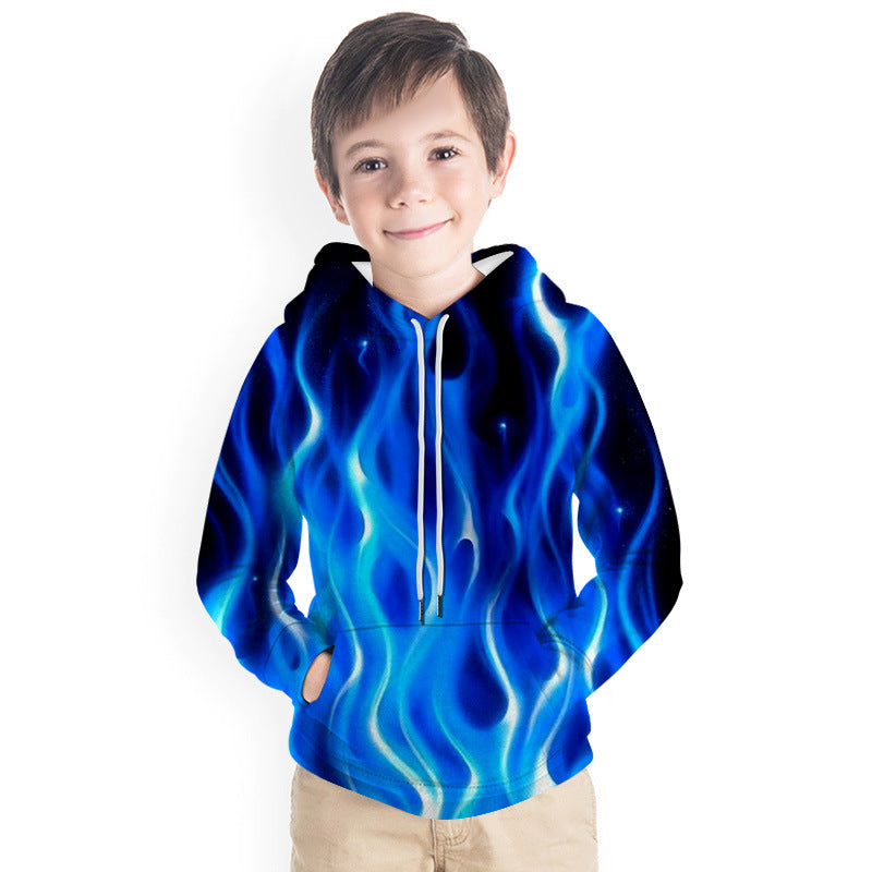 Kid Boy Girl 3D Color Flame Print Hoodie