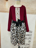 Family Matching Leopard Print Lace Parent-child Midi Dress