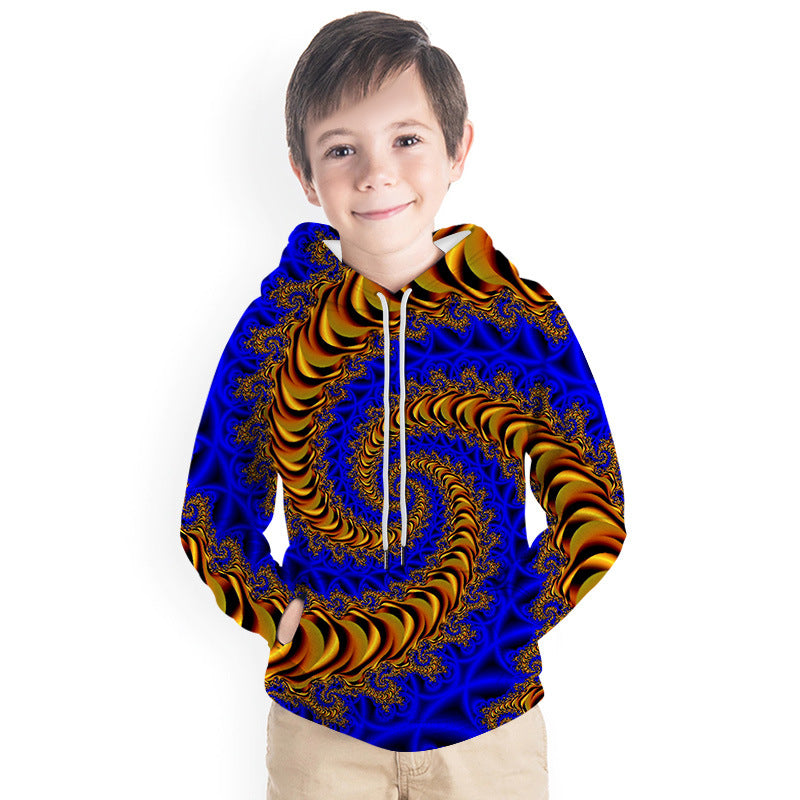 Kid Boy Color Vortex Printing 3D Fashion Hoodie