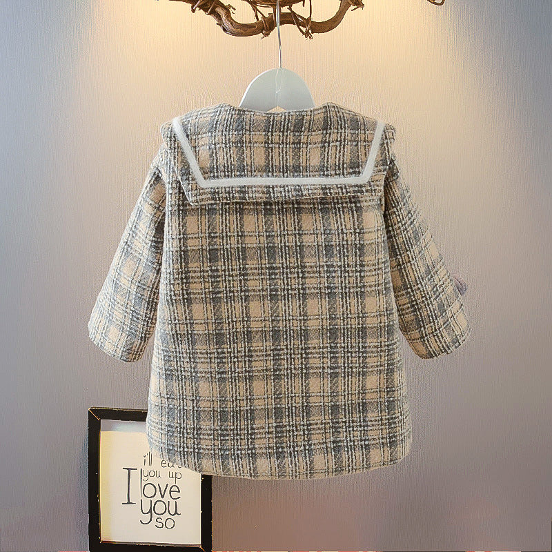 Girls Woolen Coat Woolen Coat Mid-length Thickening Jackets