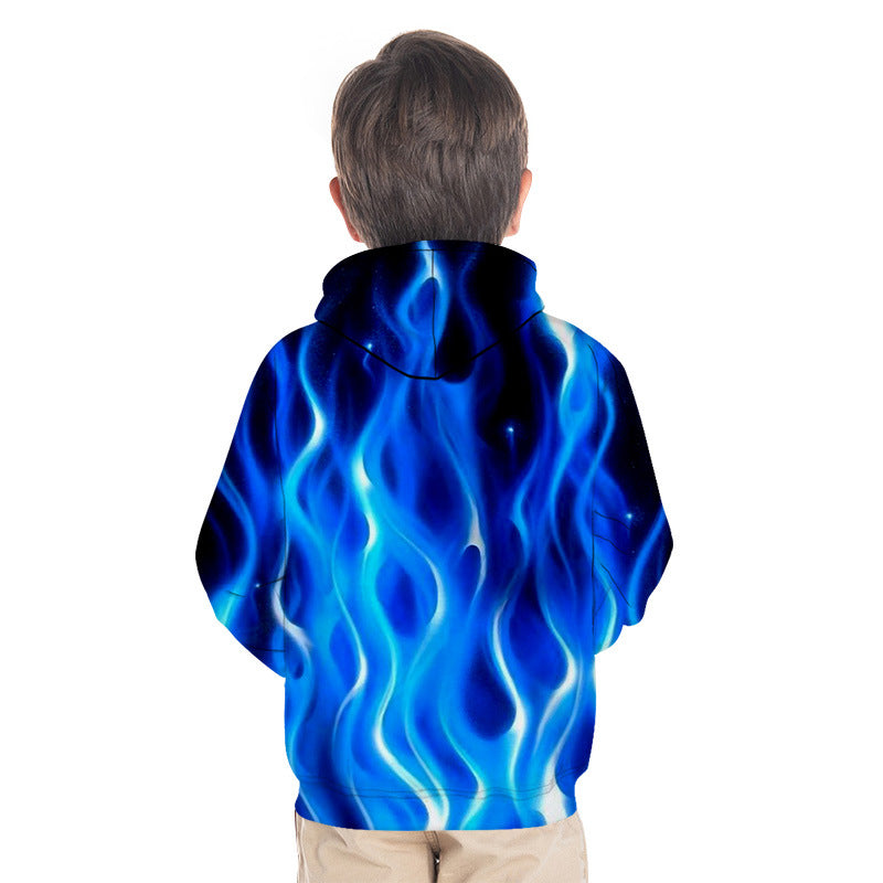 Kid Boy Girl 3D Color Flame Print Hoodie