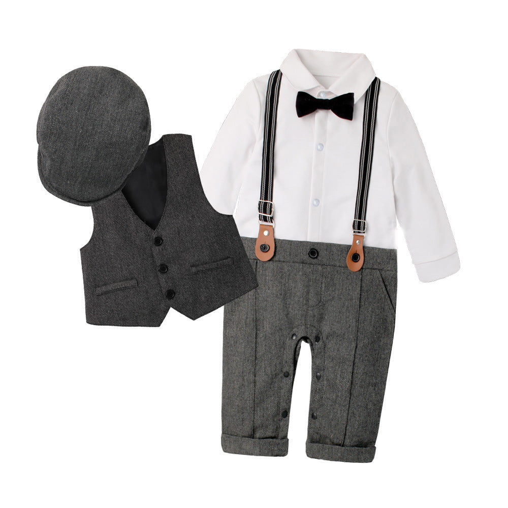 Kid Boy Baby British Climbing Gentleman With Hats 3 Pcs