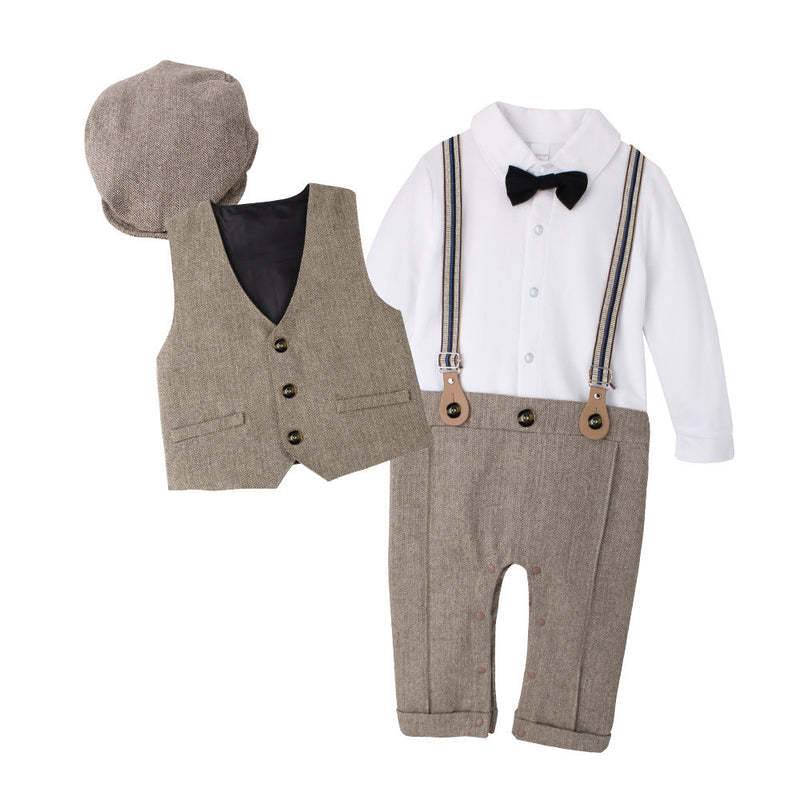 Kid Boy Baby British Climbing Gentleman With Hats 3 Pcs