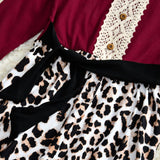Family Matching Leopard Print Lace Parent-child Midi Dress