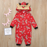 Family MatchingChristmas Pajamas Fashion Cute Hooded Jumpsuit Sleepwear