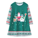 Kid Baby Girl Christmas Cartoon Digital Print Round Neck Dresses
