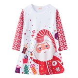 Kid Baby Girl Christmas Cartoon Digital Print Round Neck Dresses