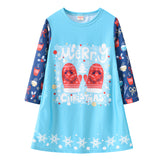 Kid Baby Girl Christmas Cartoon Digital Print Round Neck Dresses