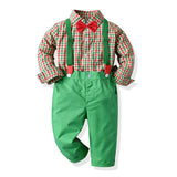 Baby Boy Set suits Long-sleeved Plaid Christmas 2 Pcs