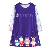 Kid Baby Girl Christmas Cartoon Digital Print Round Neck Dresses