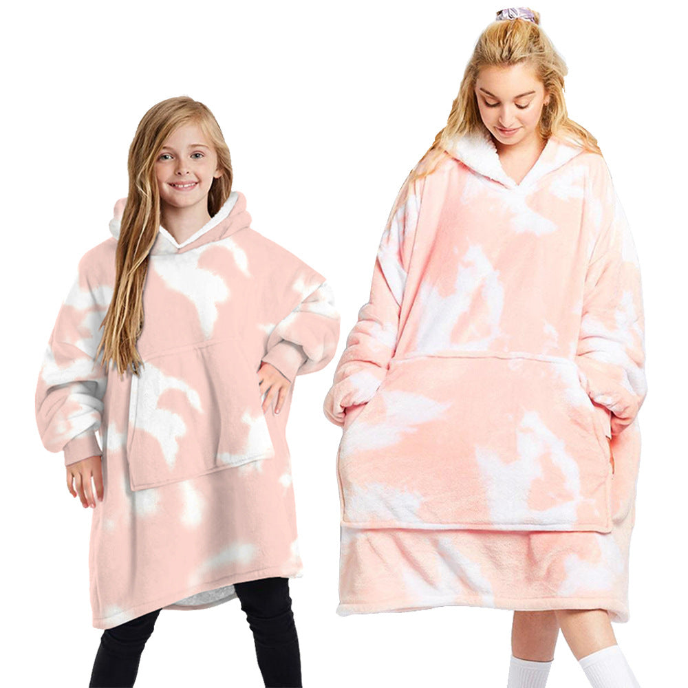 Family Matching Hoodie Tie-dye Digital Print Winter Warm Shirts Tops
