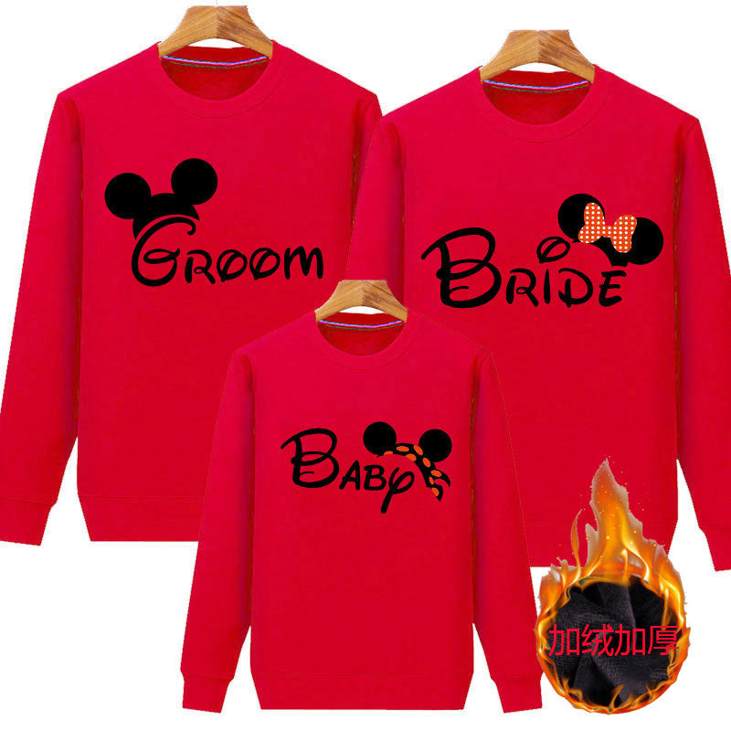 Family Matching Parent-child Long Sleeve Plus Velvet Casual Sportswear Hoodie