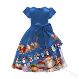 Kid Baby Printed Christmas Bow Princess Dress