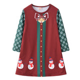 Kid Baby Girl Christmas Cartoon Digital Print Round Neck Dresses