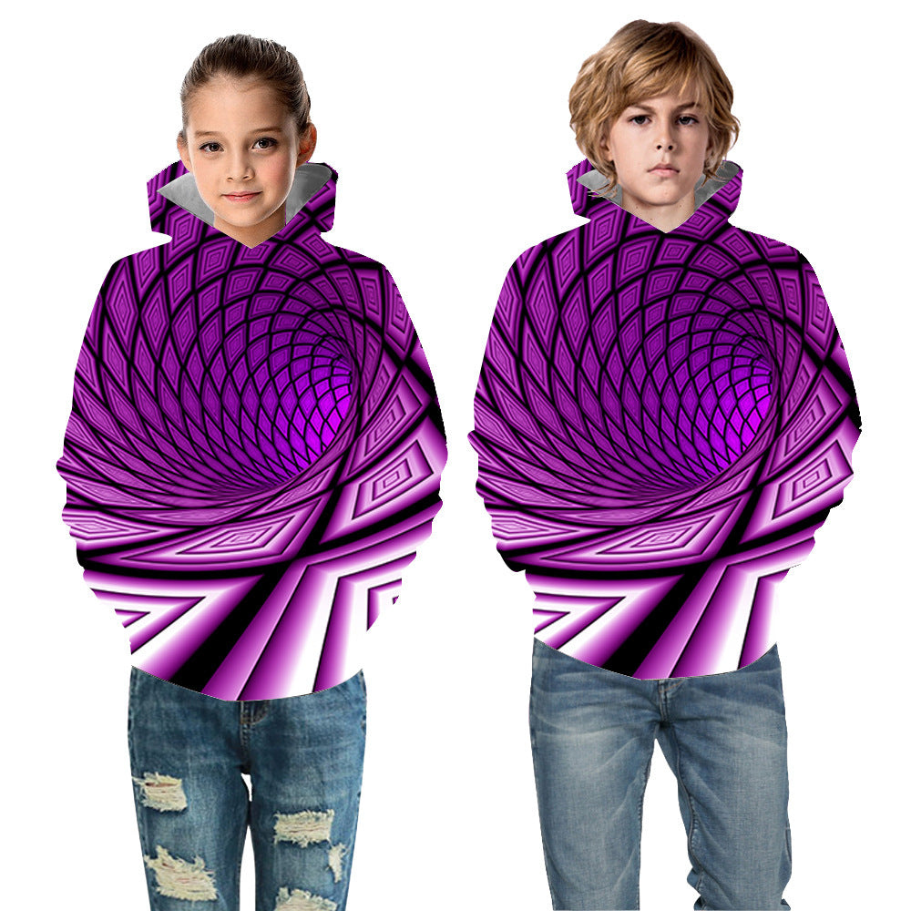 Kids Boy Girl Sports 3D Cartoon Whirlpool Hoodie