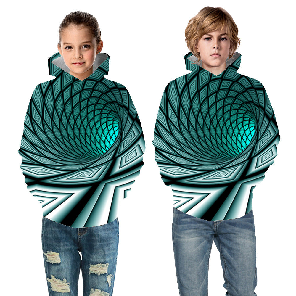 Kids Boy Girl Sports 3D Cartoon Whirlpool Hoodie