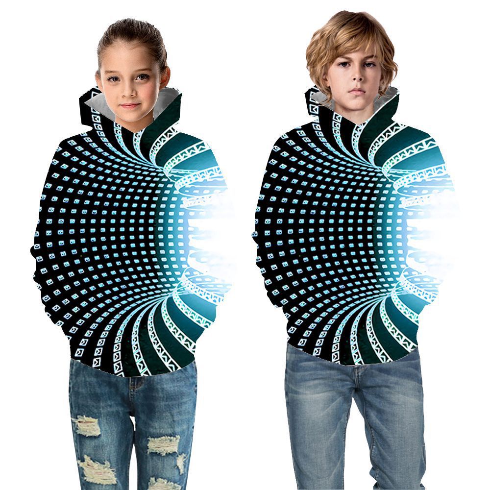 Kid Boy Girl Color Vortex Printing Hoodie