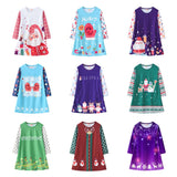 Kid Baby Girl Christmas Cartoon Digital Print Round Neck Dresses