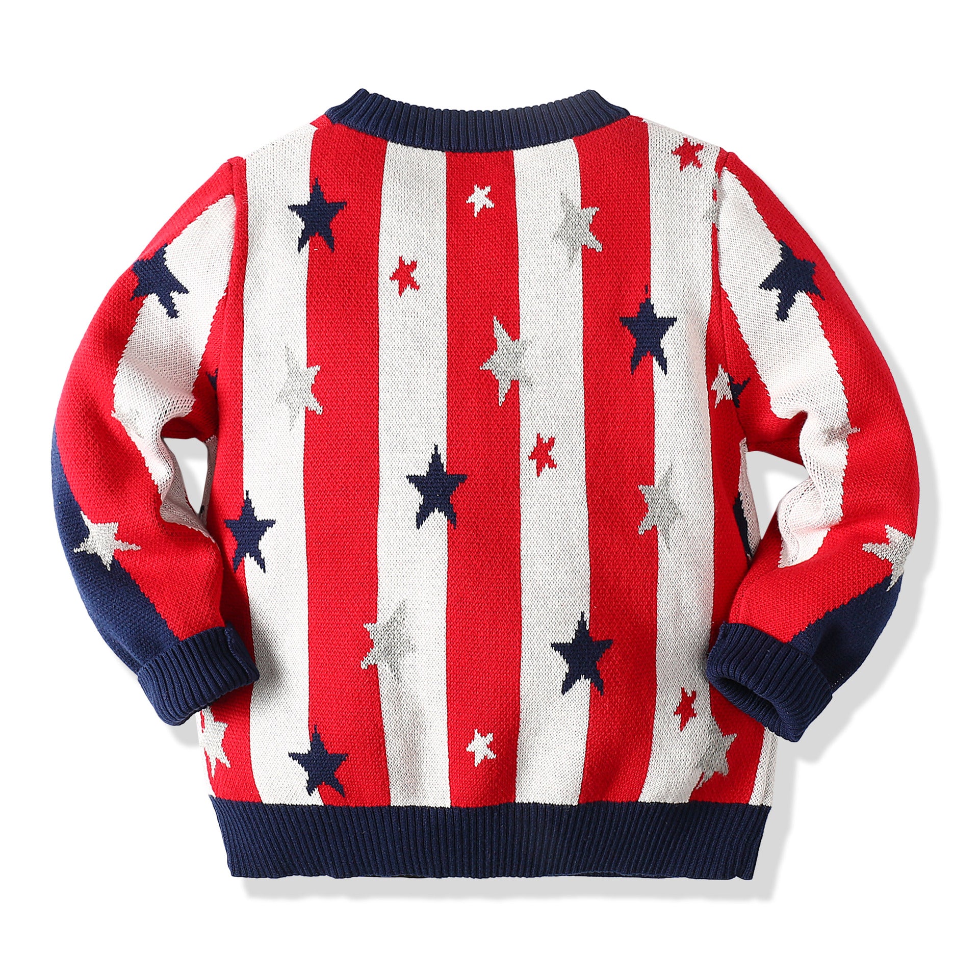 Kid Boy Stripe Star Elk Soft Double Layer Christmas Sweater