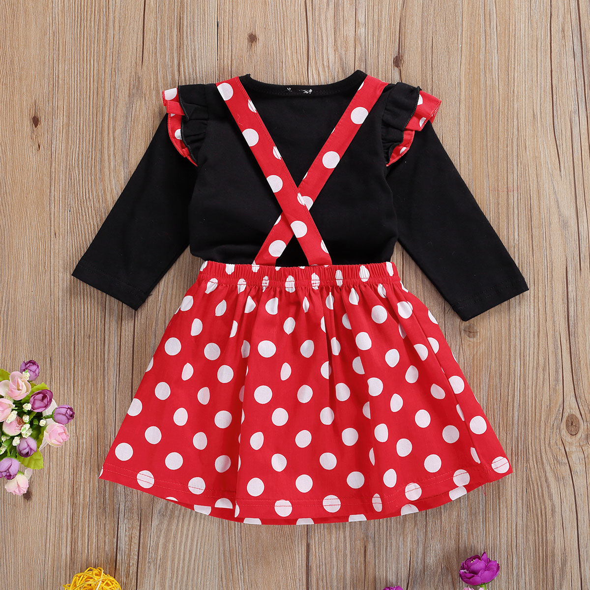Baby Girls Red Polka Dot Skirt Sets 2 Pcs