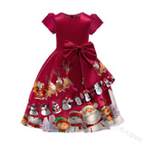 Kid Baby Printed Christmas Bow Princess Dress