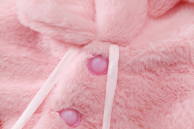 Baby Girl Autumn Winter Hair Cape Retro Flower Coats