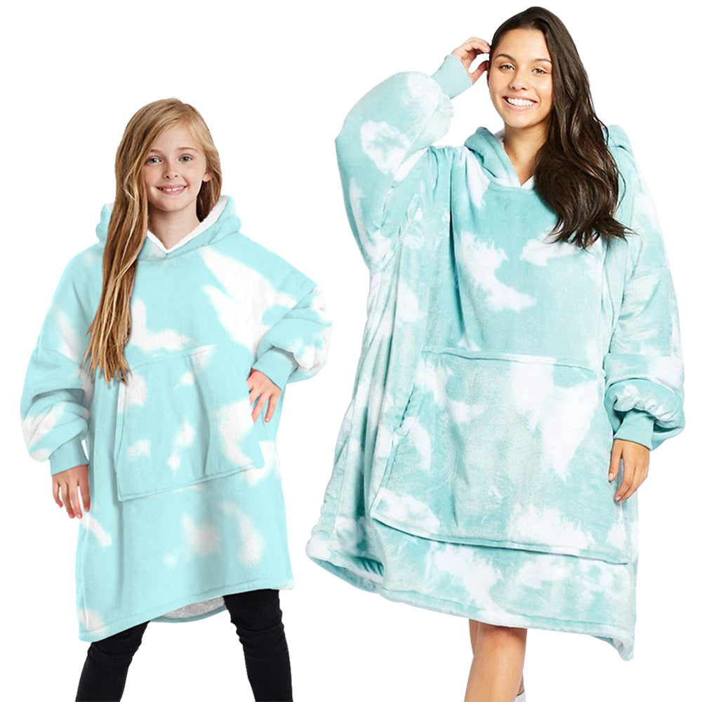 Family Matching Hoodie Tie-dye Digital Print Winter Warm Shirts Tops