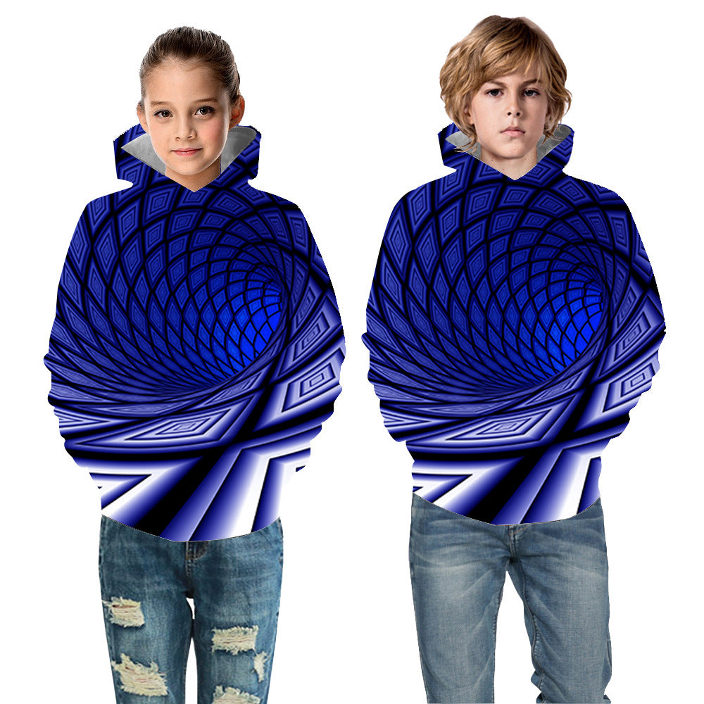 Kids Boy Girl Sports 3D Cartoon Whirlpool Hoodie