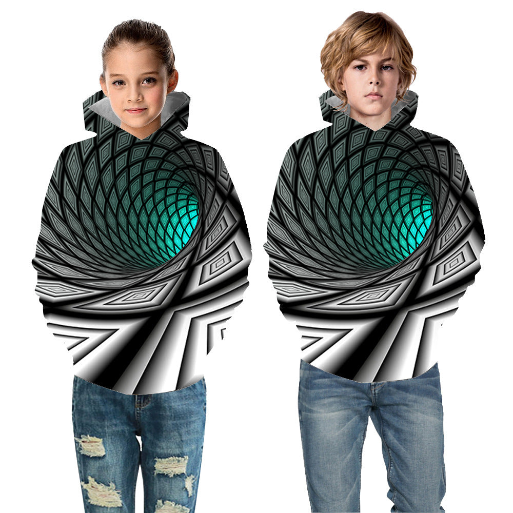 Kids Boy Girl Sports 3D Cartoon Whirlpool Hoodie