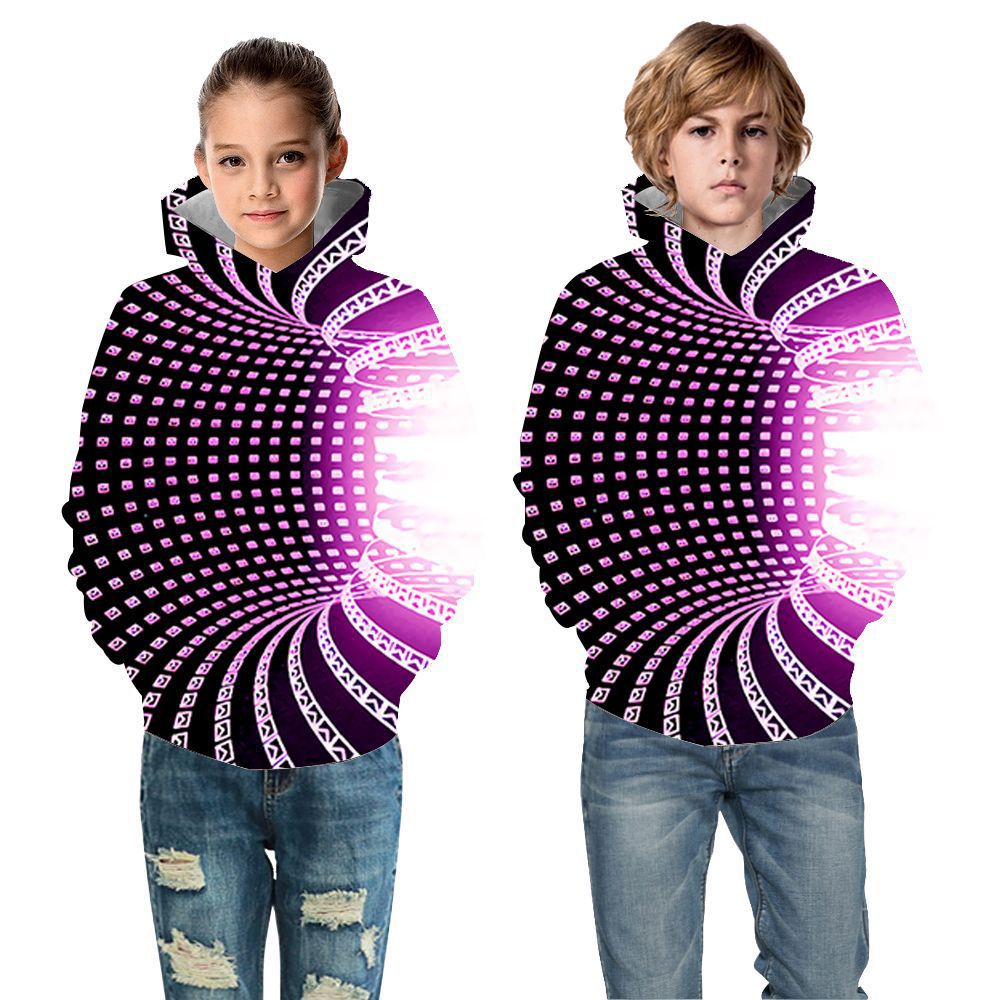 Kid Boy Girl Color Vortex Printing Hoodie