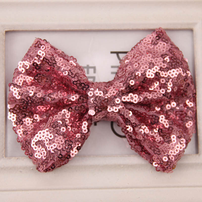 Kids Girls Princess Bling Sequins Sweet Bow Tie Solid Hair Headwear